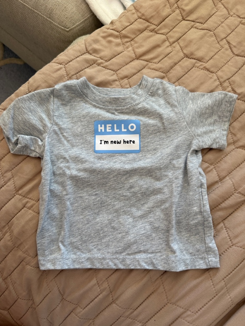 Hello "I'm new here" Grey Kids Tee